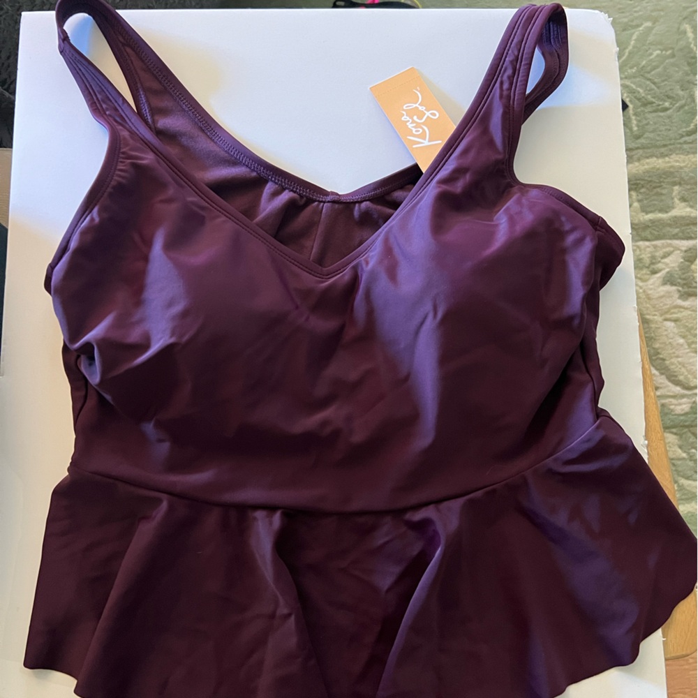 NWT 14W Kona Sol Dark Purple Swim Top